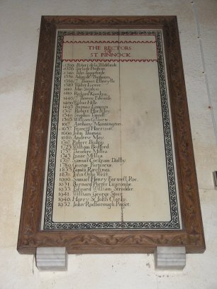 Past Rectors of St. Pinnock Church, Cornwall