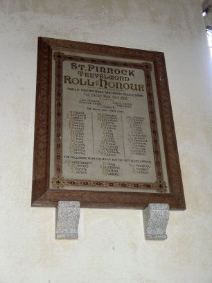 Roll of Honour in St. Pinnock Church, Cornwall